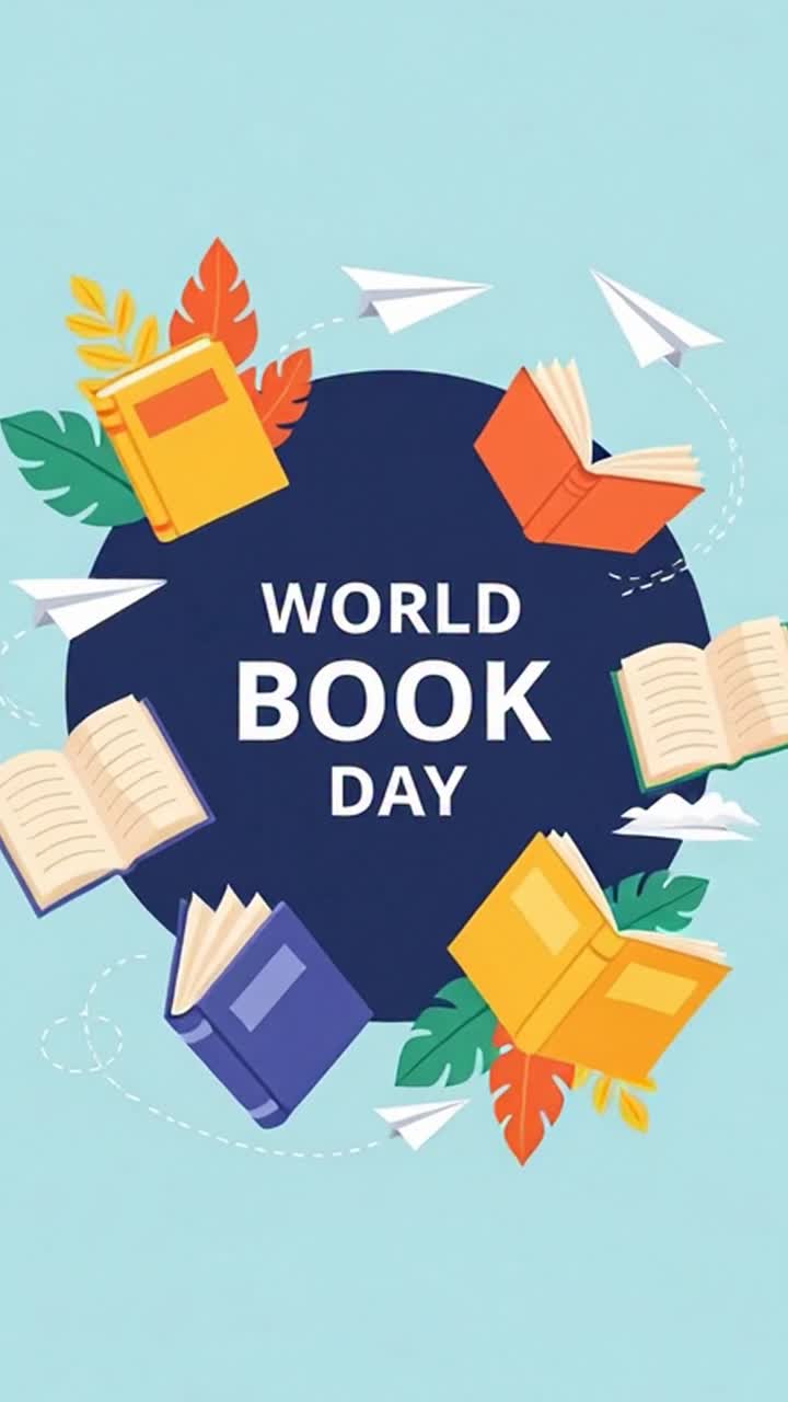 World book day animated education celebration