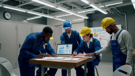 team meeting in industrial setting