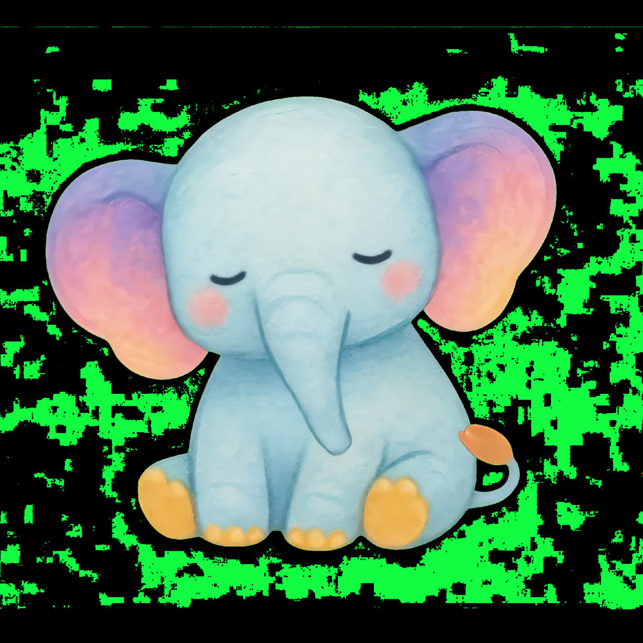 Animazione illustrazione di un adorabile elefante pastello come risorsa isolata, video 4K trasparente, canale alfa