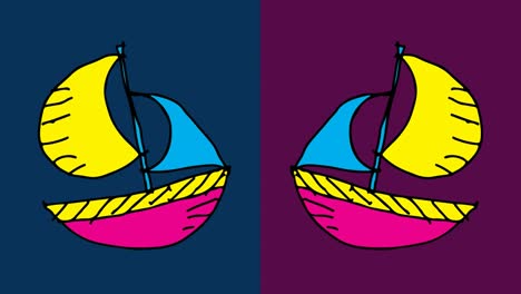 niños dibujando arte pop fondo sin costuras con tema de barco de vela