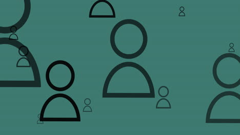 animación de los iconos de las personas de las redes sociales sobre fondo verde