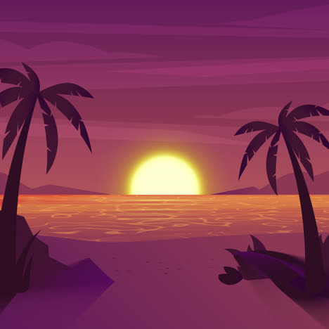 escena de la playa al atardecer