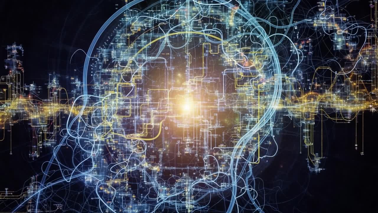 Exploring the Interconnected Web of Thought: A Visual Representation of Neural Networks and Information Flow in the Digital Mindscape