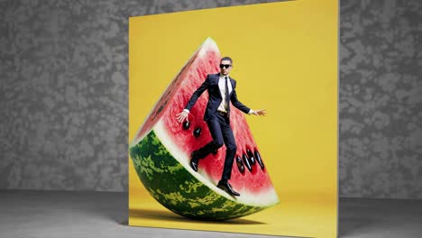 businessman on a watermelon slice