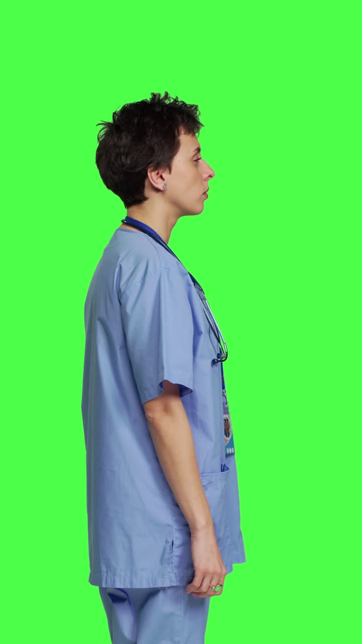 Profile Young nurse with medical expertise poses with confidence