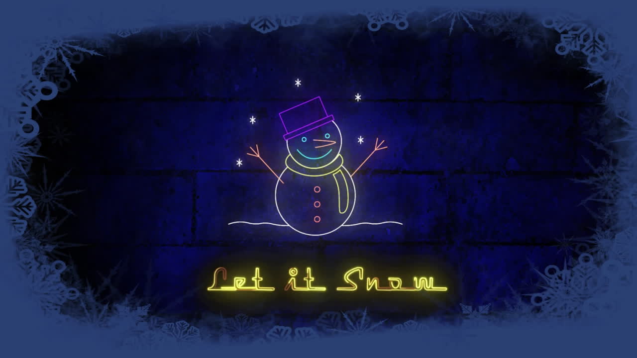 크리스마스에 눈이 내리자 문자 애니메이션 스노우맨
