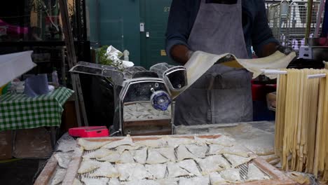 Making Fresh Pasta at a Food Market