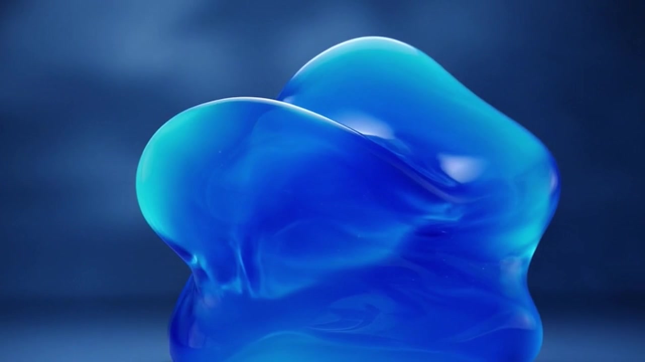 Abstract Blue Liquid Shape Morphing and Flowing
