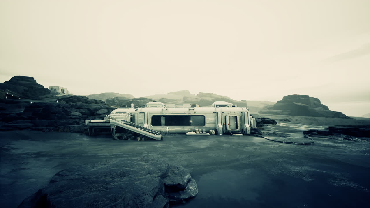 황량한 행성에서 미래의 우주 포스트