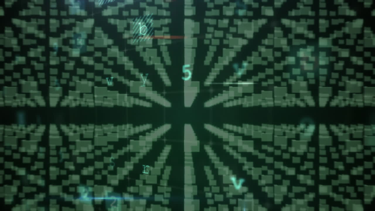 animación de escaneo, números, carpetas y candado de seguridad en línea