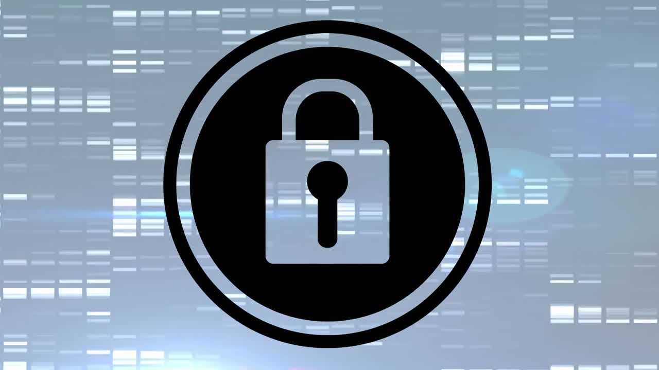 animación de la red de conexiones con candados de seguridad en línea sobre un fondo brillante