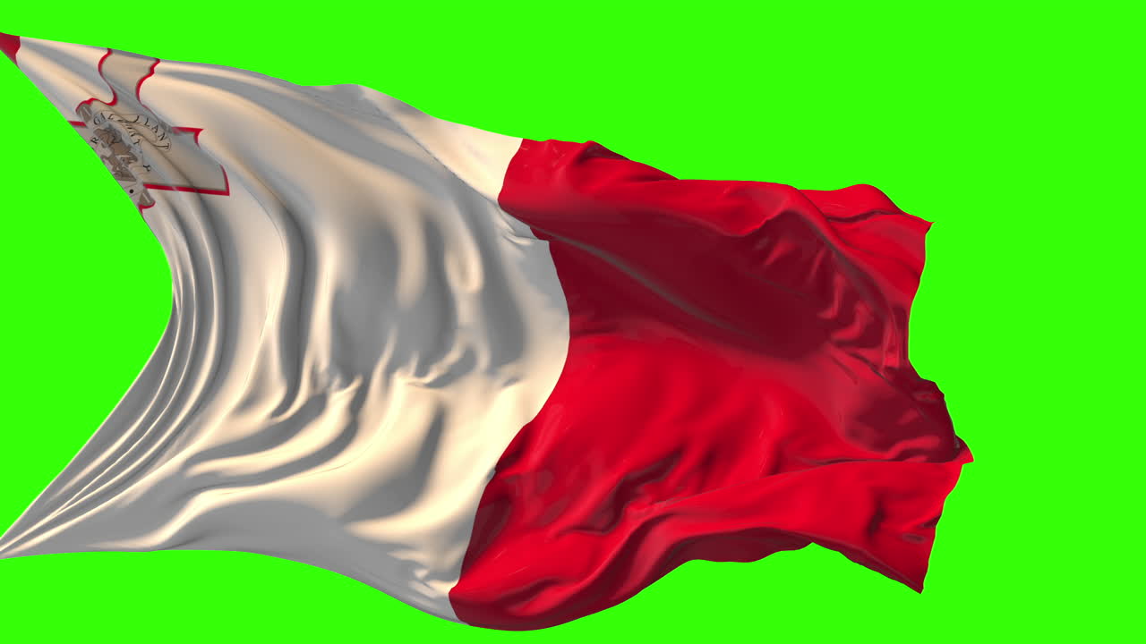Flag of Malta Waving on Green Screen