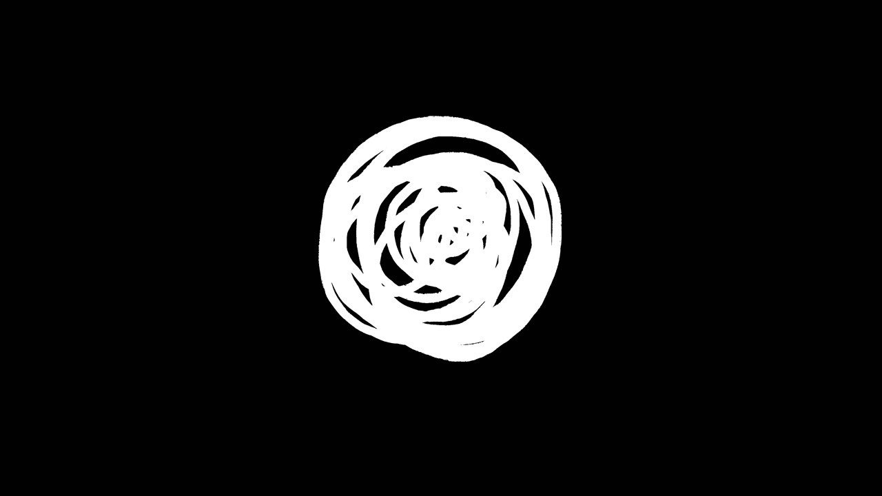 Animated White Scribble Circle on Black Background