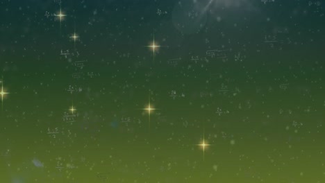 animation of christmas stars falling over equations in night sky