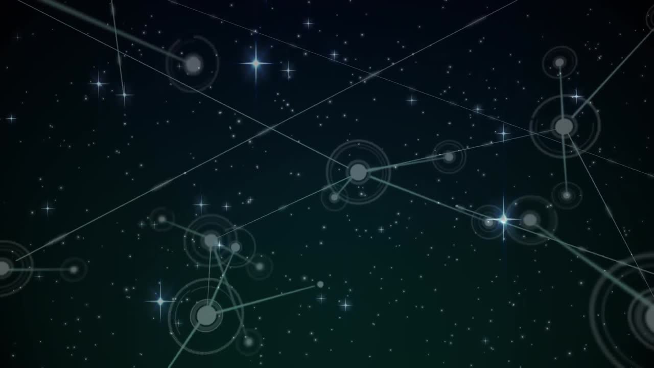 animación de estrellas a través de una red de conexiones