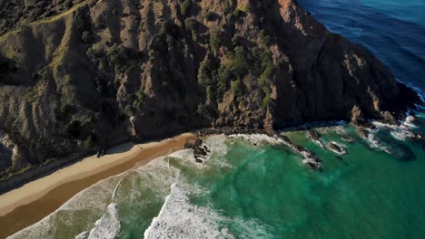 Cape-Reinga-popular-tourist-spot-aerial-look-up