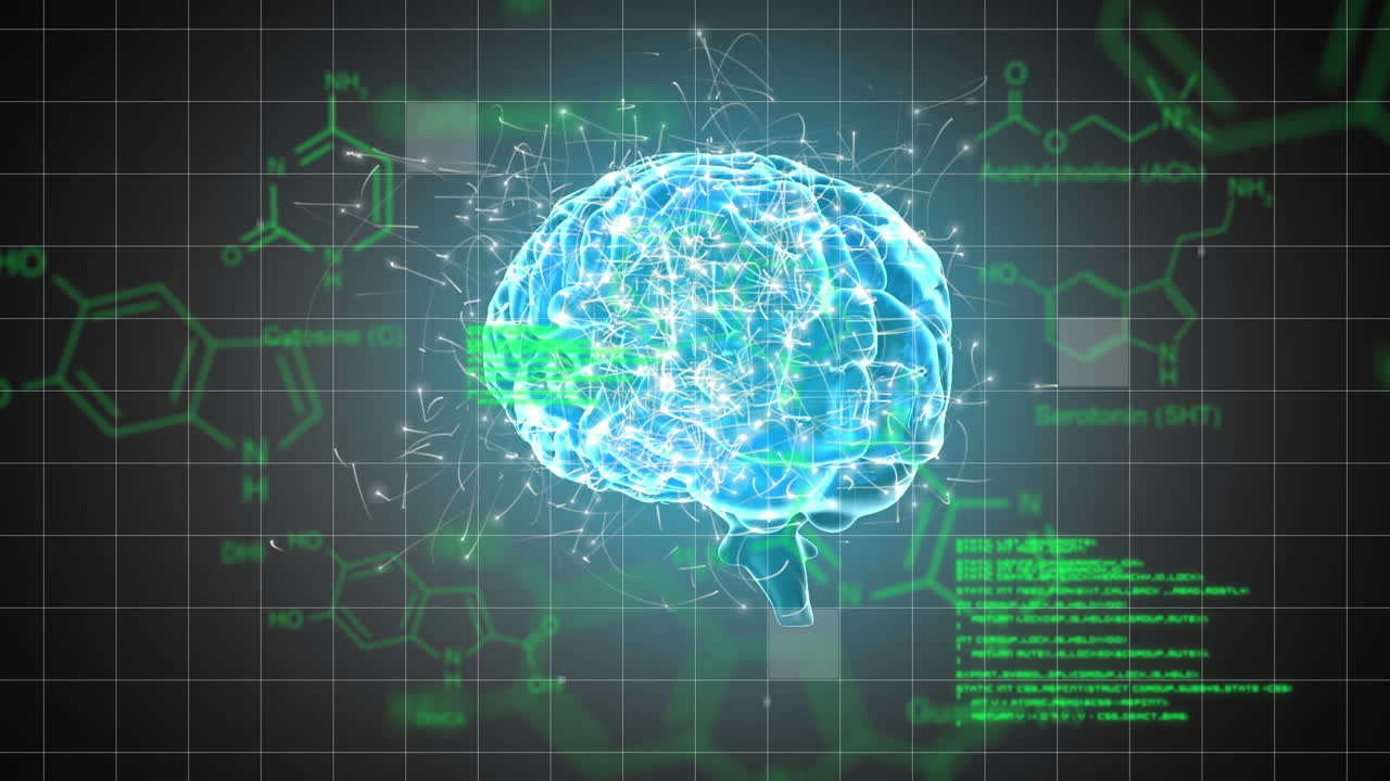 Digital brain with chemical structures
