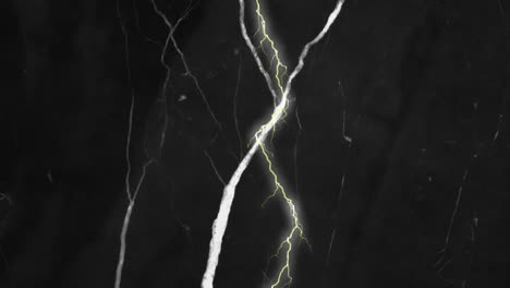Animation-of-yellow-and-white-bolts-of-lightning-in-night-sky