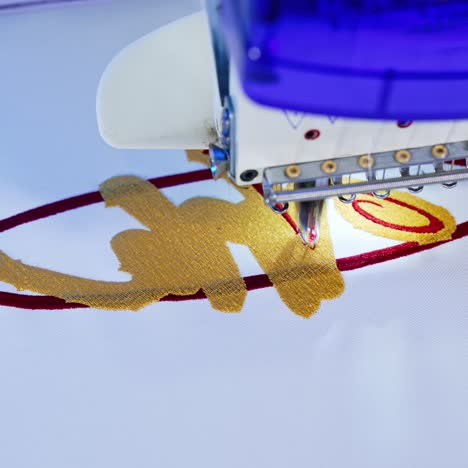 automatic embroidery machine in factory. embroidery area in textile factory in industrial zone