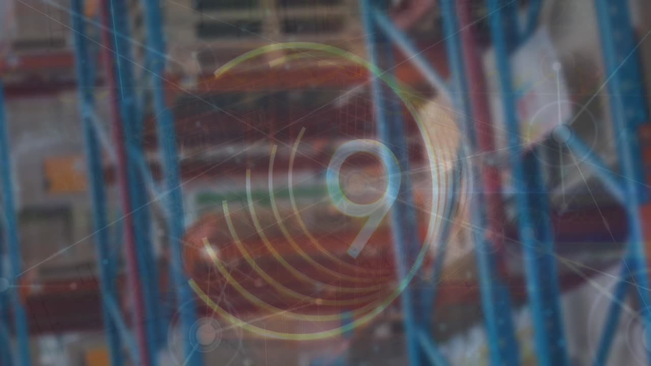 animación del conteo y los círculos sobre el almacén