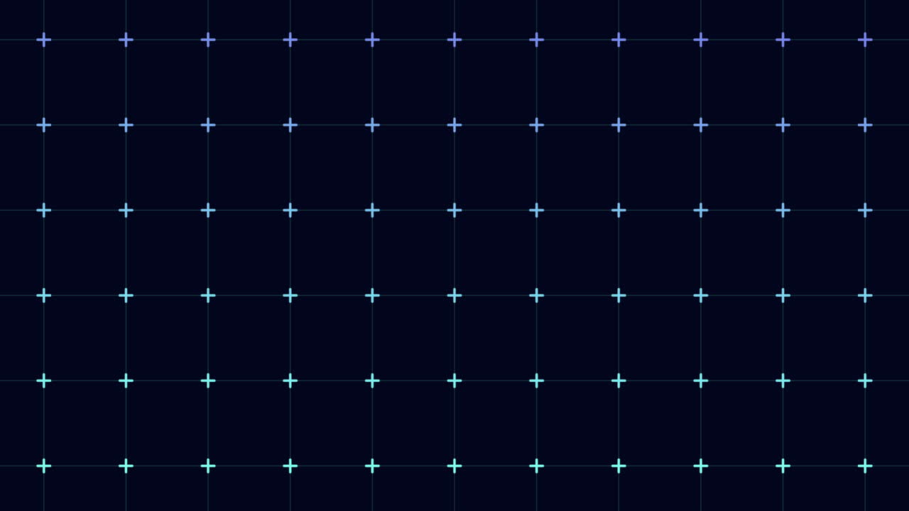 Symmetrical arrangement of purple and blue dots with white outlines on a black background creates a visually appealing grid pattern in this image