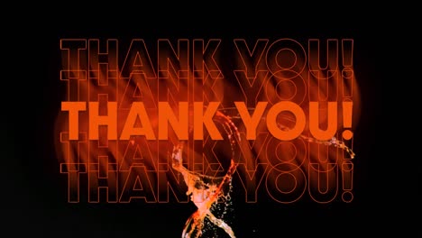 Animation-of-thank-you-text-over-water-on-black-background