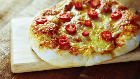 baked pizza with jalapeno toppings