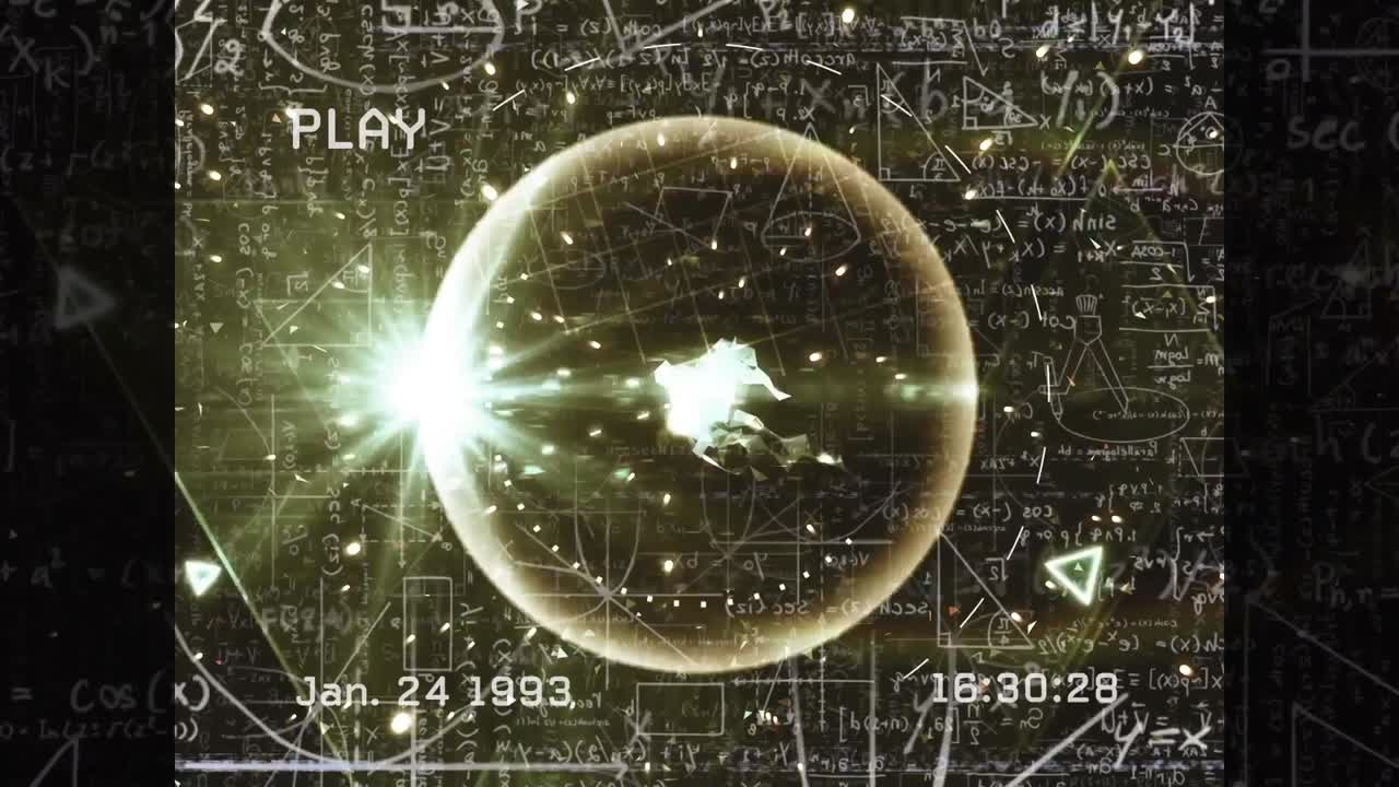 수학적 방정식과 네트워크로 화면에서 재생 텍스트 인터페이스의 애니메이션