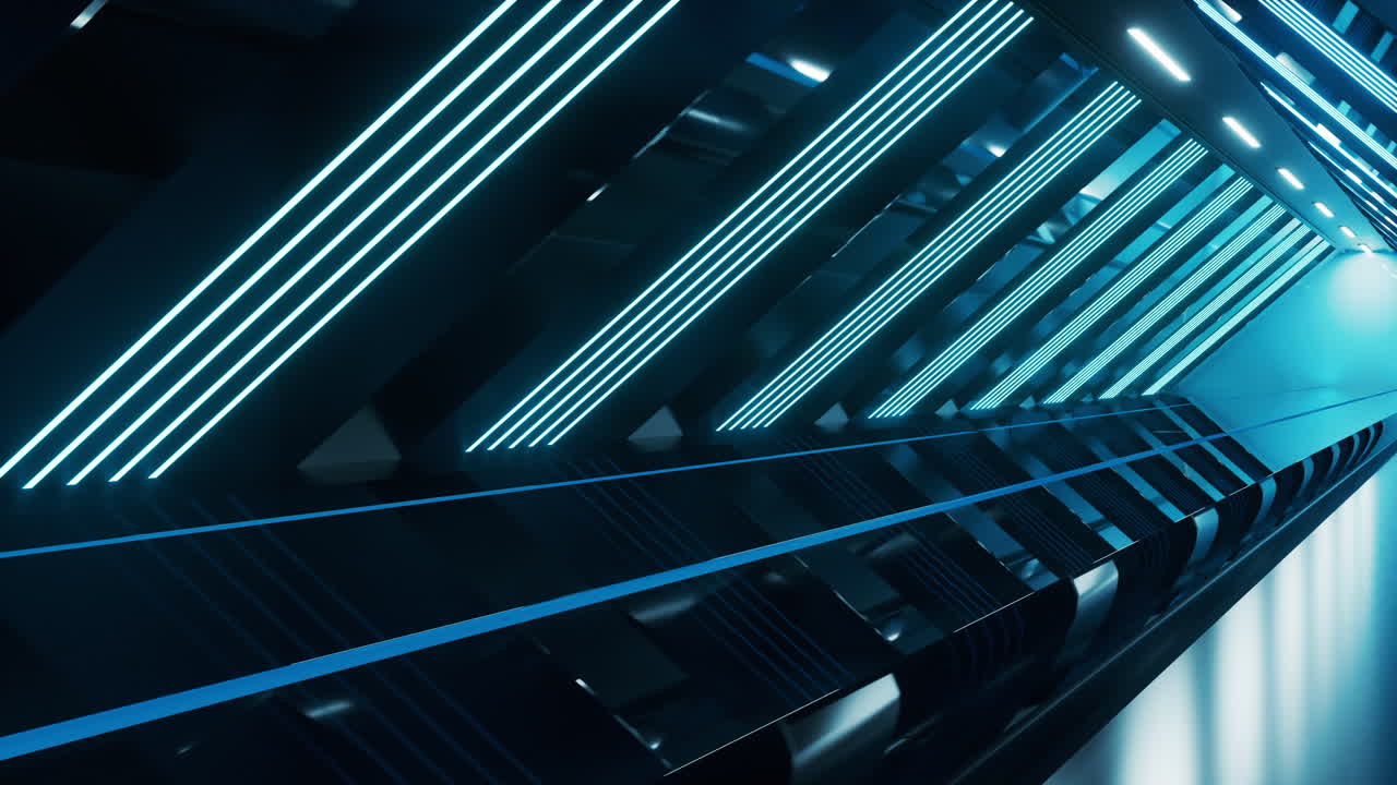 Dark tunnel with glowing light illuminated, 3d rendering.