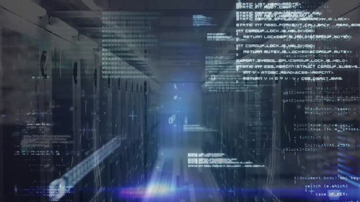 Animation af databehandling og digital information, der strømmer.