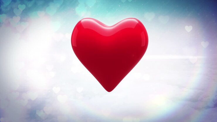 Cuore rosso che batte su sfondo scintillante