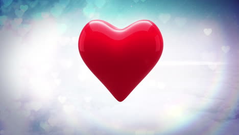 red heart thumping on glittering background