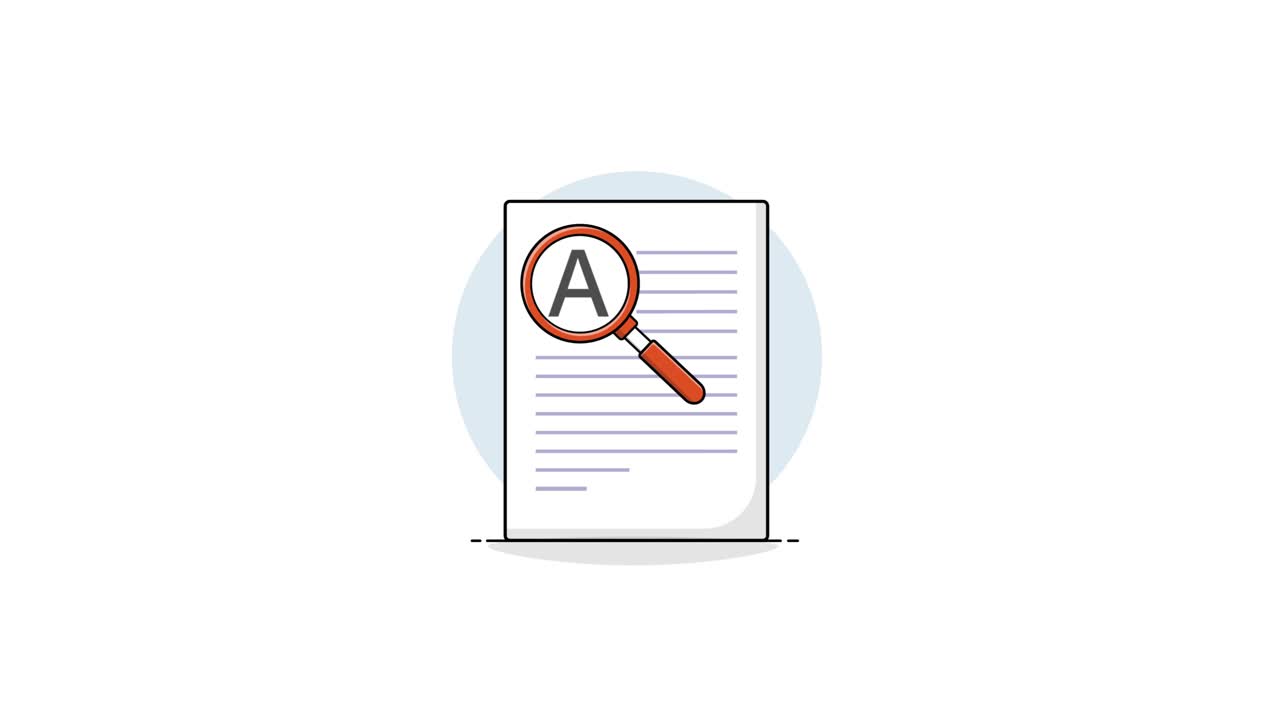 Animated Document Search with Magnifying Glass and Question Mark