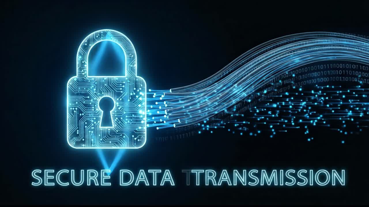 Digital Padlock Illustrating Secure Data Transmission