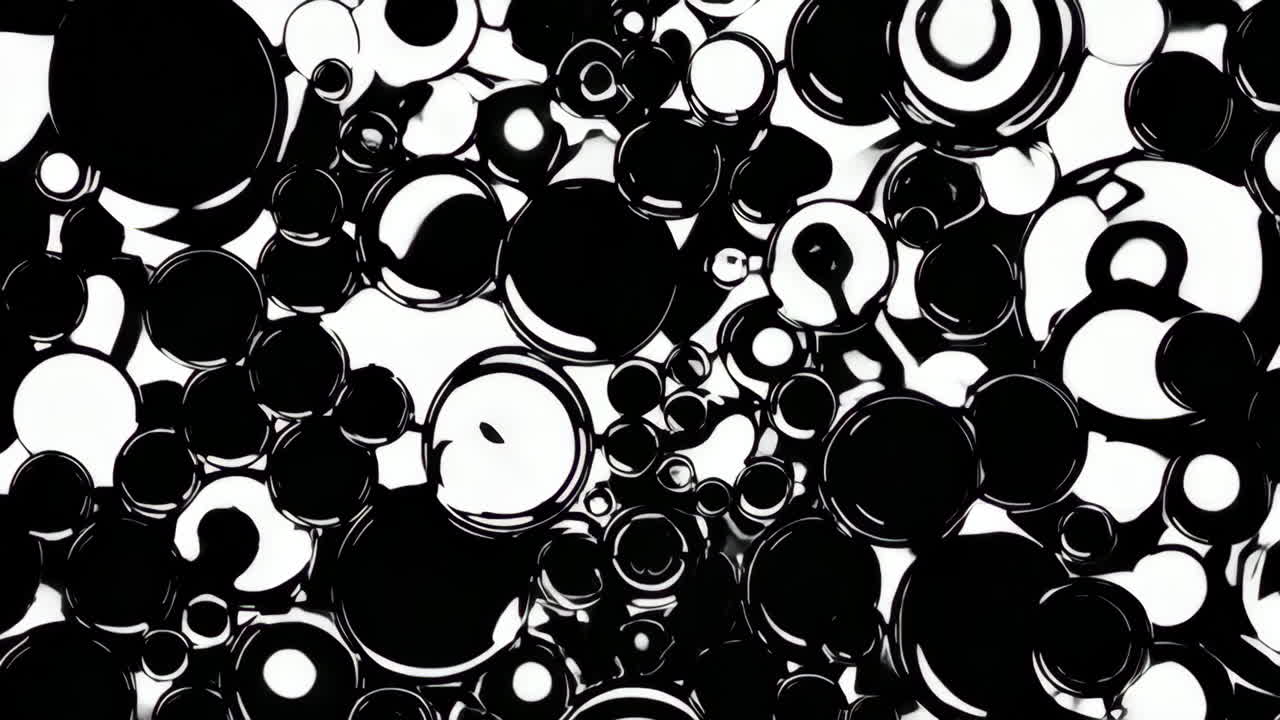 Abstract Black and White Fluid Circles