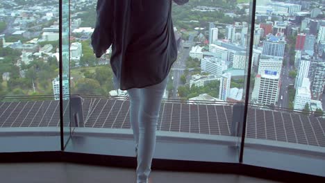 lady overlooking auckland