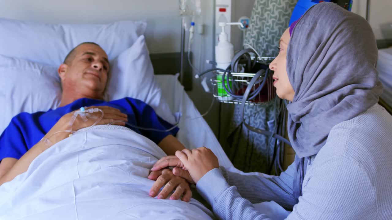 Woman interacting with male patient 4k