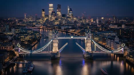 tower bridge and london city skyline at night