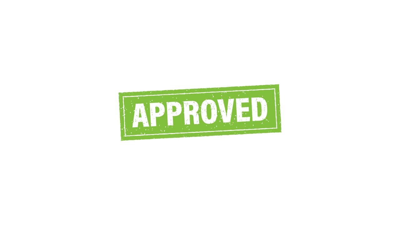 Approved green stamp. Motion graphics.