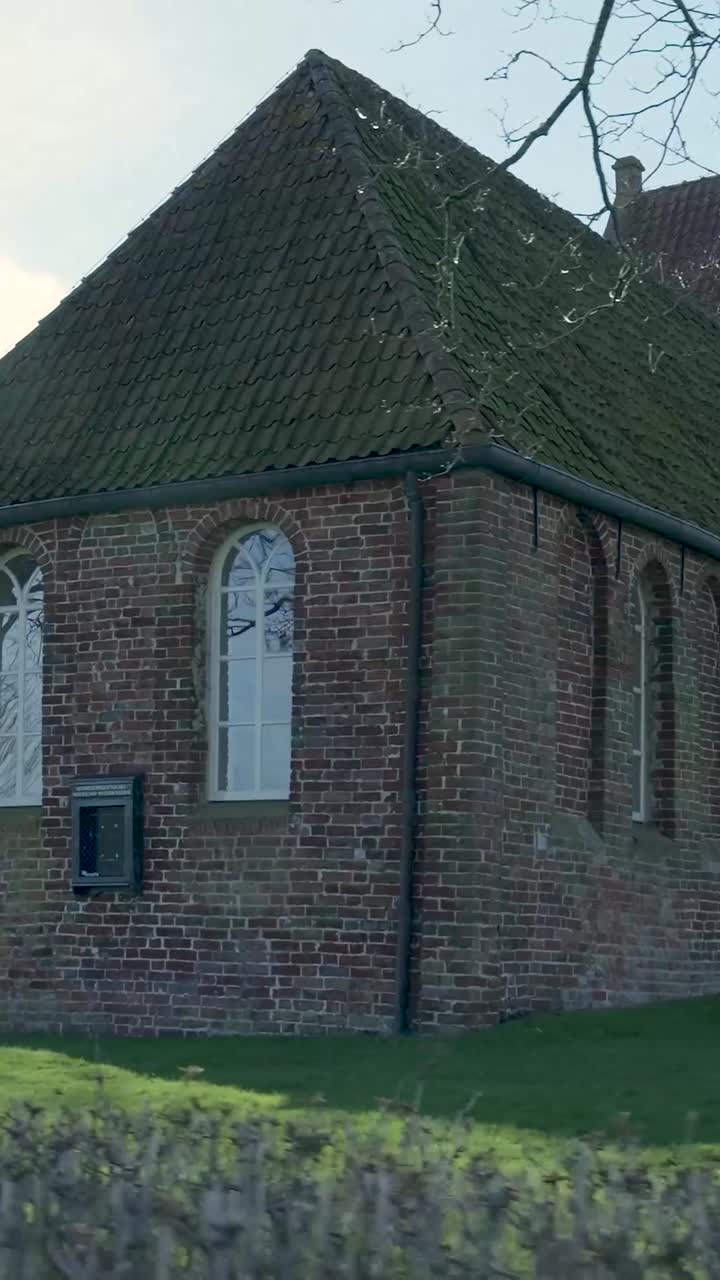 Old Brick Church and Churchyard with Bare Trees