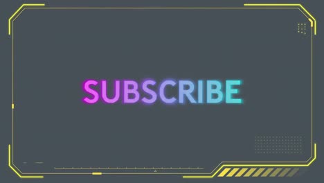 animation of glowing subscribe text in abstract pattern against gray background