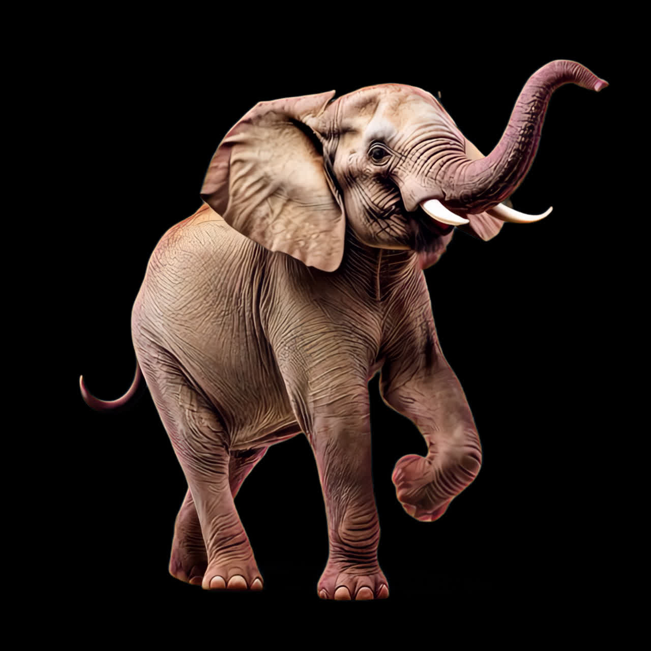 Cute elephant baby animation isolated asset, transparent 4K video, alpha channel, ProRes 4444