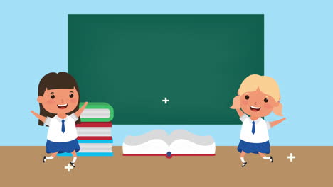 de vuelta a la temporada escolar con los niños y la pizarra