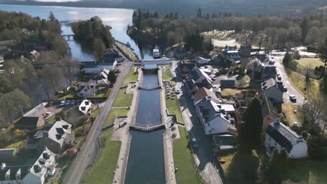 lock and canal leading to famous loch ness, scotland