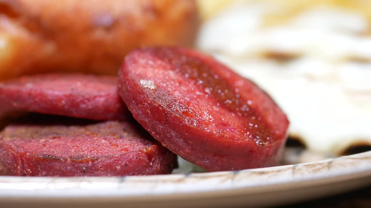 Sausage slices on a plate