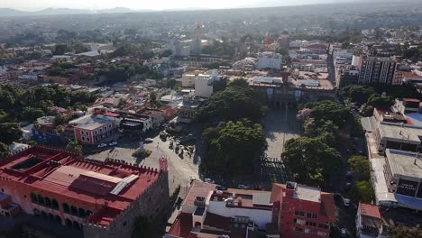 panoramic aerial view overlooking palacio de cortés and central cuernavaca, mexico, with historic architecture and urban scenery