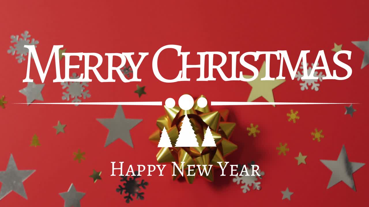 ⁇ 은 배경의 별 위에 메리 크리스마스 텍스트의 애니메이션