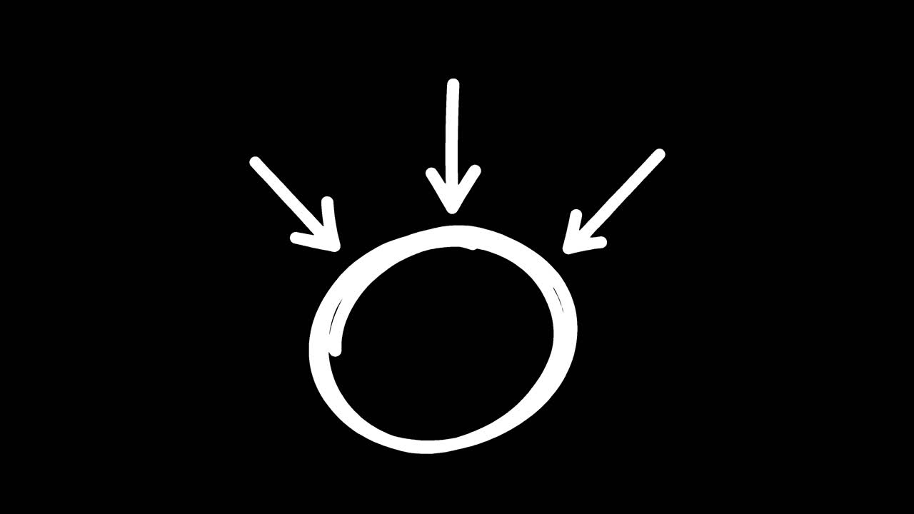 Hand Drawn Circle with Arrows Pointing Inward Animation