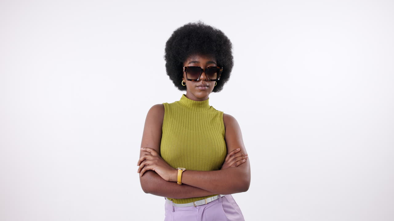 Stylish Woman with Afro and Sunglasses