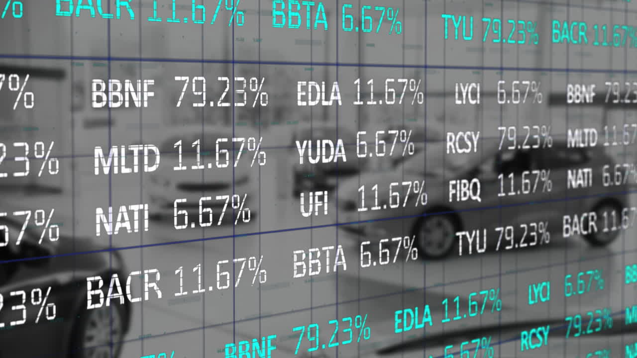 Animazione di elaborazione dati su auto.